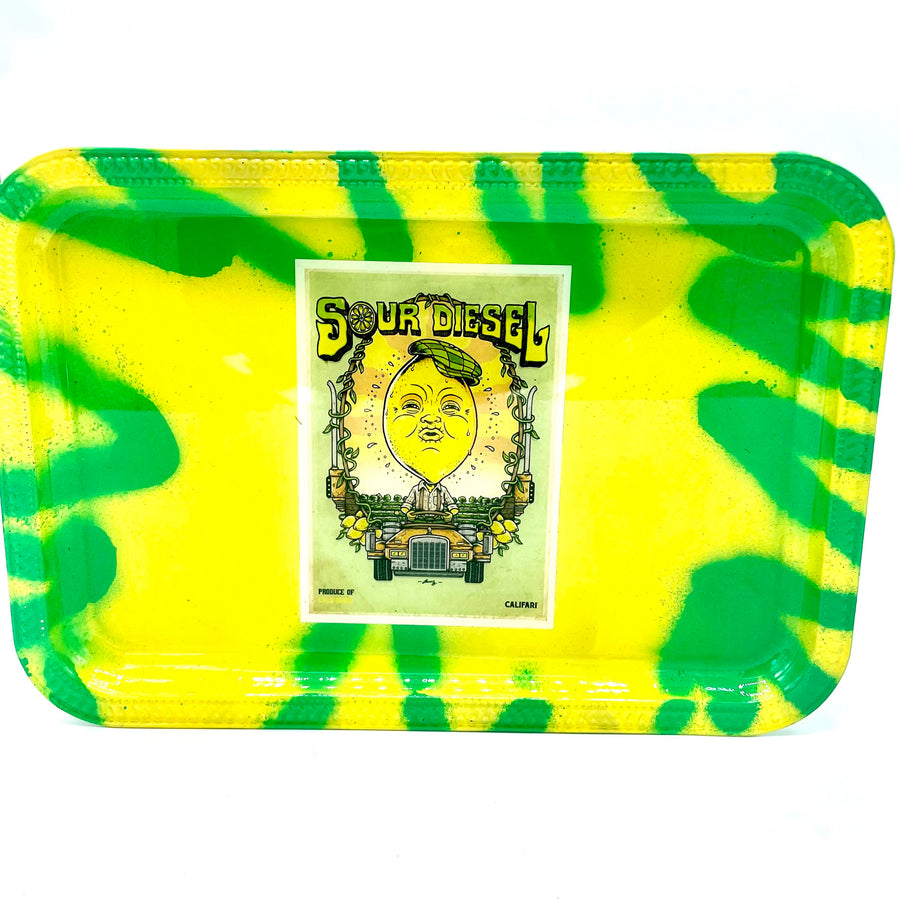 The Sour Diesel Hand Painted Rolling Tray by Amina